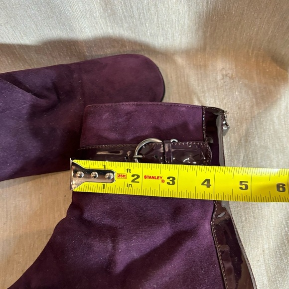 AQUATALIA Sz 9.5 Luanna Purple Suede Patent Leather Made in Italy Ankle Booties - Picture 4 of 10